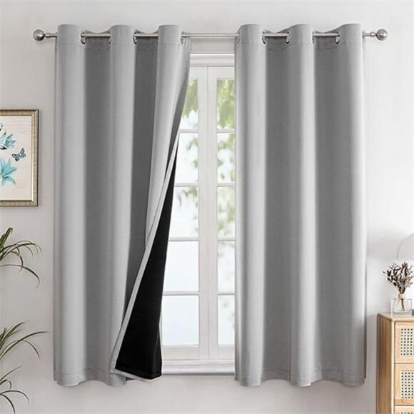 100% Blackout Curtains for Bedroom with Black Liner,2Thick Layers Total Blackout - Picture 8 of 8